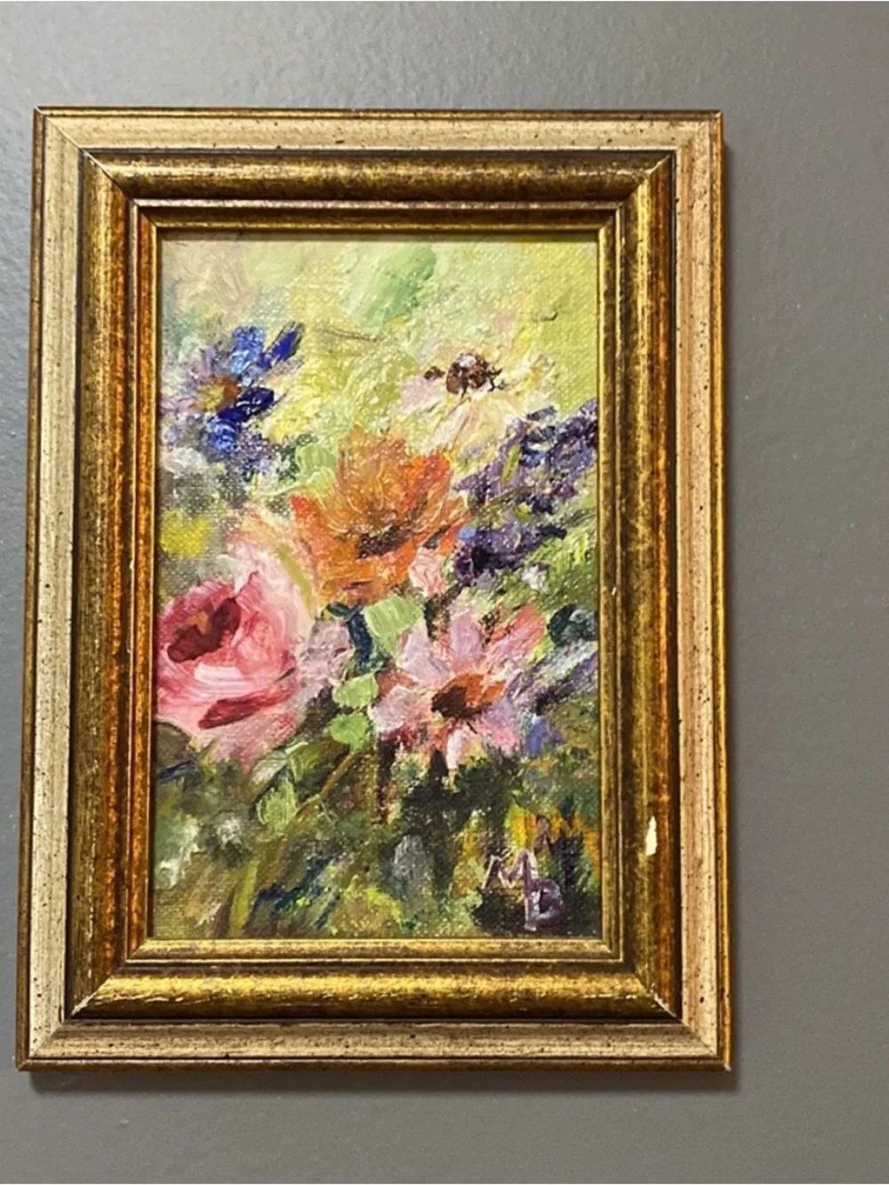 Vintage Original Floral Oil Paintings Framed Set of 4